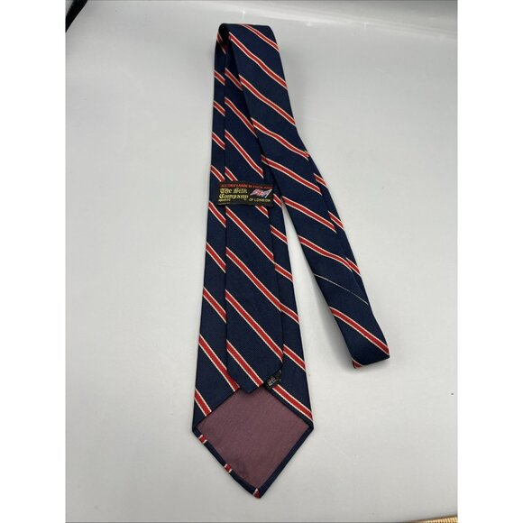 The Silk Company of London Vtg Neck Tie All Silk Striped Red White Blue England - Picture 8 of 9